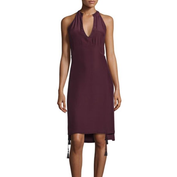 Foundrae Tassel-Trim Apron Dress 8 Burnt Raisin $475 - Picture 1 of 12